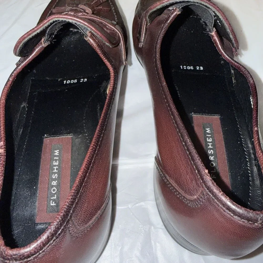 Florsheim Mens Burgundy Leather Kiltie Tassel Loafers Slip On Dress Shoes 9.5 D